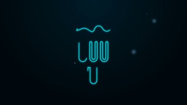 Parlayan neon hattı siyah arka planda izole edilmiş çubuk ikonunda dondurma. Güzel sembol. 4K Video hareketli grafik canlandırması