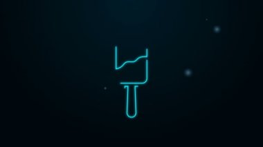 Parlayan neon hattı siyah arka planda izole edilmiş çubuk ikonunda dondurma. Güzel sembol. 4K Video hareketli grafik canlandırması