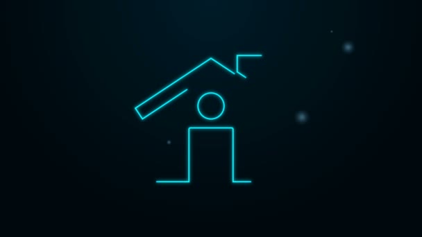 Gloeiende neon lijn House icoon geïsoleerd op zwarte achtergrond. Huissymbool. 4K Video motion grafische animatie — Stockvideo