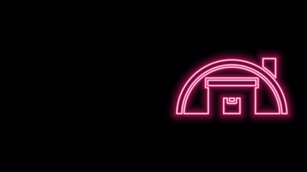 Glödande neon line Lagerikon isolerad på svart bakgrund. 4K Video motion grafisk animation — Stockvideo