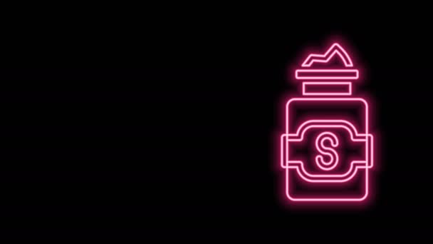 Glowing neon line Jar of sugar icon isolated on black background. 4K Video motion graphic animation — Stock Video