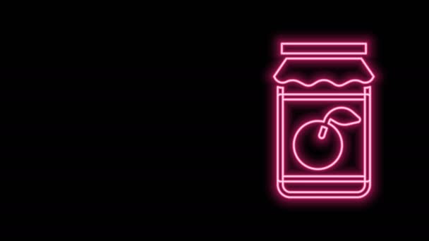 Glowing neon line Jam jar ikon terisolasi pada latar belakang hitam. Animasi grafis gerak Video 4K — Stok Video