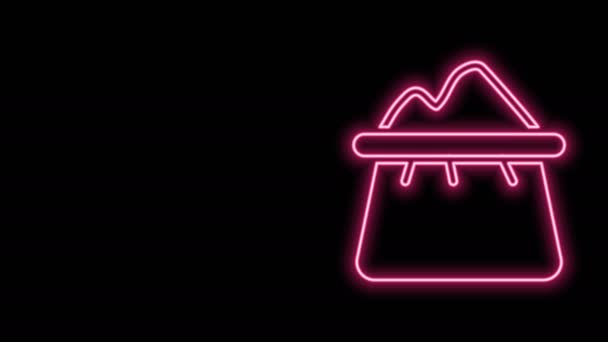 Leuchtende Neon-Linie Tasche aus Mehl Symbol isoliert auf schwarzem Hintergrund. 4K Video Motion Grafik Animation — Stockvideo