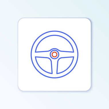 Direksiyon simgesi beyaz arkaplanda izole edildi. Araba tekeri ikonu. Renkli taslak konsepti. Vektör