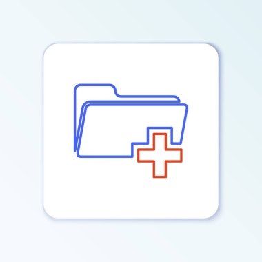 Beyaz arkaplanda izole edilmiş yeni dizin simgesi ekle. Yeni dosya işareti. Belgeyi kopyala Eklenti oluşturma dizini yeni bir artı oluşturur. Renkli taslak konsepti. Vektör