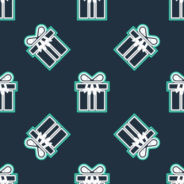 Satır Hediye kutusu simgesi siyah arkaplanda izole edilmiş kusursuz desen. Vektör