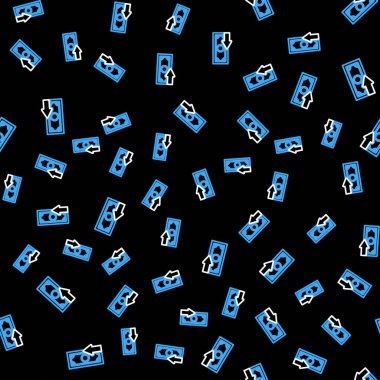 Hat Cash simgesi siyah arkaplanda izole edilmiş. Finansal hizmetler, para iadesi yatırım, tasarruf hesabı, döviz kuru. Vektör