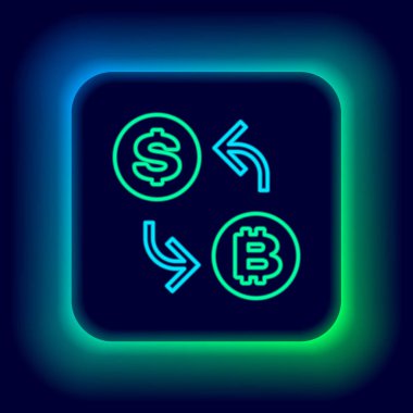 Siyah zemin üzerinde dolar simgesi olan parlak neon hattı işlemci çipi. İşlemci, merkezi işlem birimi, mikroçip, mikro devre, bilgisayar işlemcisi. Renkli taslak konsepti. Vektör