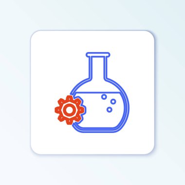 Biyomühendislik çizgisi simgesi beyaz arkaplanda izole edildi. Genetik elementi ve biyomühendislik ikonu. Biyoloji, molekül, kimyasal ikon. Renkli taslak konsepti. Vektör
