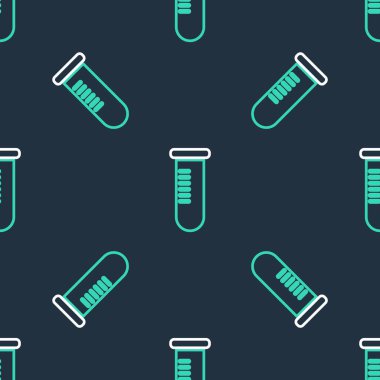 Çizgi Test tüpü ya da matara - kimyasal laboratuvar test ikonu siyah arkaplanda izole edilmiş pürüzsüz desen. Laboratuvar, bilimsel cam levha. Vektör