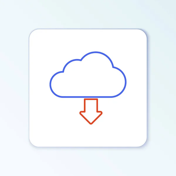Line Cloud Nedladdning Ikon Isolerad Vit Bakgrund Färgstarkt Skisskoncept Vektor — Stock vektor