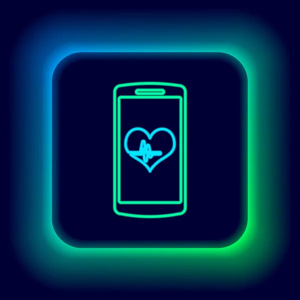 Glowing Neon Line Smartphone Free Wireless Connection Icon Isolated Black — Stock Vector