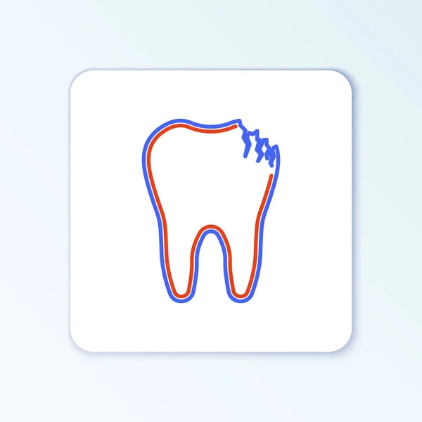 Line Broken Tooth Icon Isolated White Background Dental Problem Icon — Stock Vector