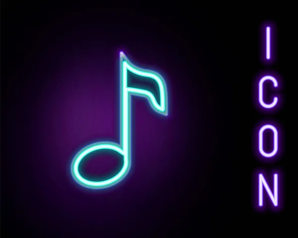 Świecąca Neon Line Uwaga Muzyczna Ton Ikona Izolowane Czarnym Tle — Wektor stockowy