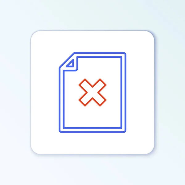 Строка Удалить Значок Файла Документа Изолированы Белом Фоне Отвергнутый Значок — стоковый вектор
