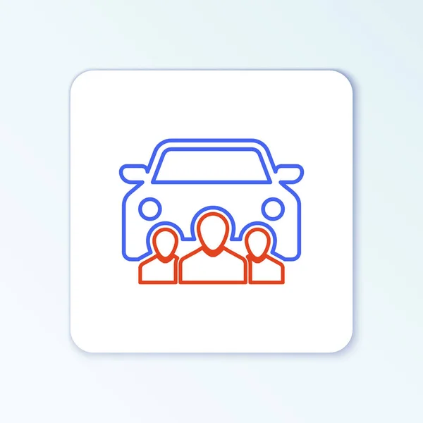 Line Car Sharing Group People Icon Isolated White Background Carsharing — Stock Vector