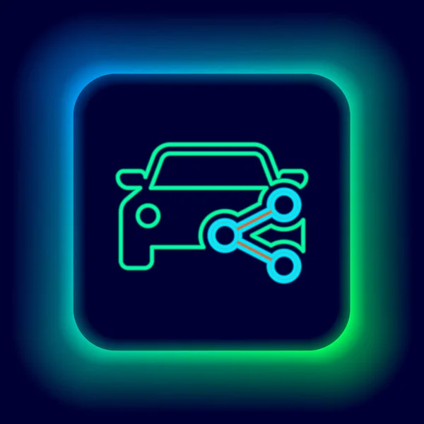 Gloeiende Neon Lijn Auto Delen Pictogram Geïsoleerd Zwarte Achtergrond Autodelen — Stockvector