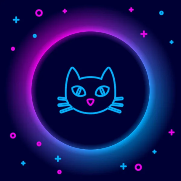 Ragyogó Neon Vonal Cat Ikon Elszigetelt Fekete Háttér Színes Vázlat — Stock Vector