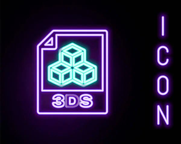 Glödande Neonlinje 3Ds Fildokument Ladda Ner 3Ds Knapp Ikon Isolerad — Stock vektor