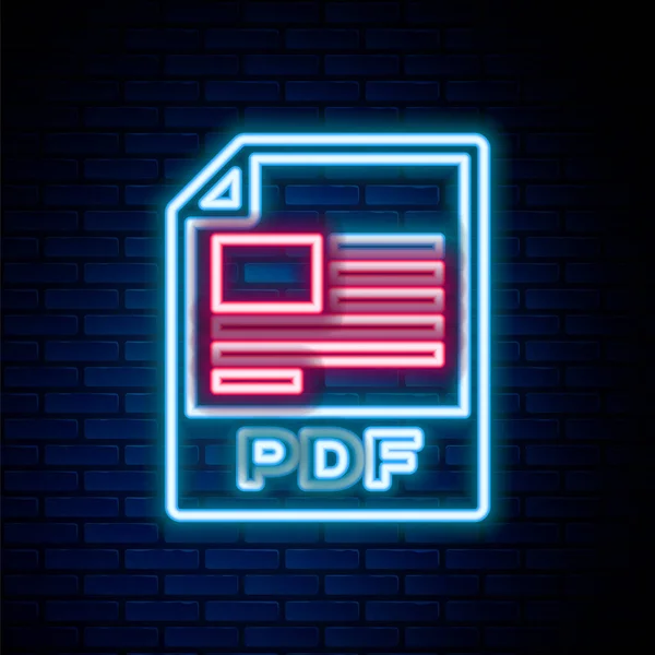 Fluo Lumineux Ligne Document Fichier Pdf Télécharger Icône Bouton Pdf — Image vectorielle