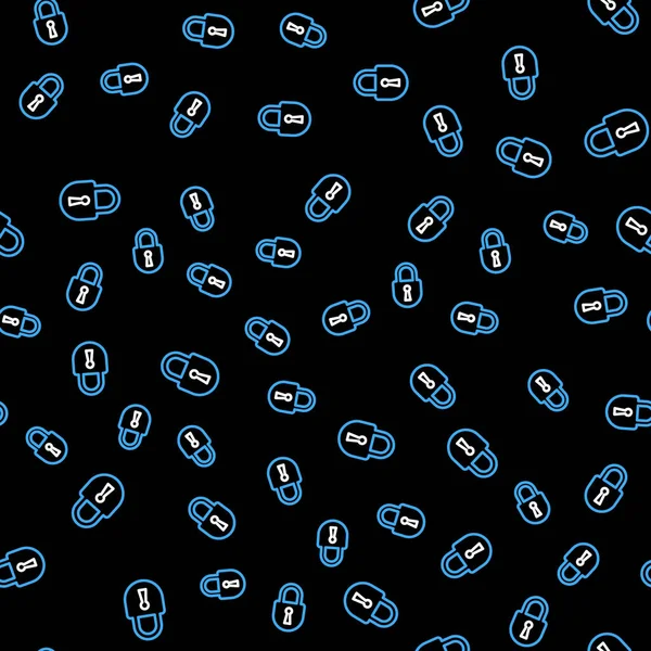 ラインロックアイコン黒の背景にシームレスなパターンを隔離 南京錠のサイン セキュリティ 安全性 プライバシーの概念 ベクトル — ストックベクタ