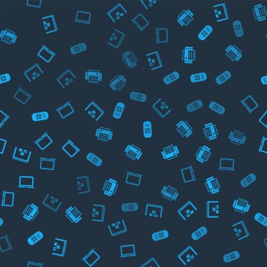 Depo, Yazıcı, Uzaktan kumanda ve Laptop 'u kusursuz desene ayarlayın. Vektör.