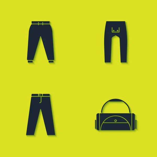 Set Pantalones Deportivos Bolso Pantalón Icono Vector — Archivo Imágenes Vectoriales