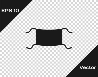 Siyah Tıbbi Koruyucu Maske simgesi şeffaf arkaplanda izole edildi. Vektör İllüstrasyonu.