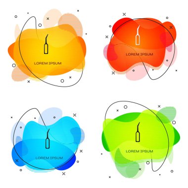 Beyaz arka planda izole edilmiş diş simgesi için siyah diş araştırmacısı pulu. Sıvı şekilli soyut pankart. Vektör.