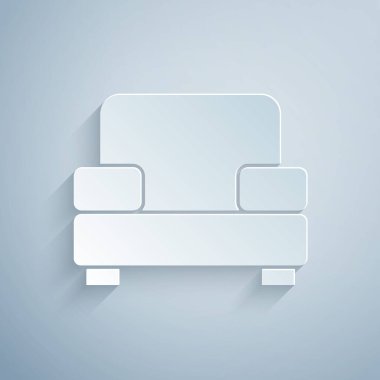 Gri arkaplanda Kol Koltuğu simgesi izole edilmiş. Kağıt sanatı tarzı. Vektör.