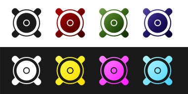 Stereo hoparlör simgesini siyah beyaz arkaplanda izole et. Ses sistemi hoparlörleri. Müzik ikonu. Müzikal sütun hoparlörü. Vektör.
