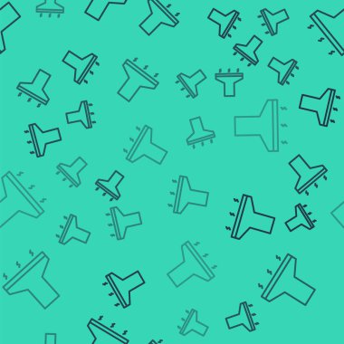 Siyah çizgi Mutfak sökücü fan ikonu yeşil arka planda izole edilmiş pürüzsüz desen. Mutfak kaputu. Mutfak egzozu. Ev aletleri. Vektör İllüstrasyonu.