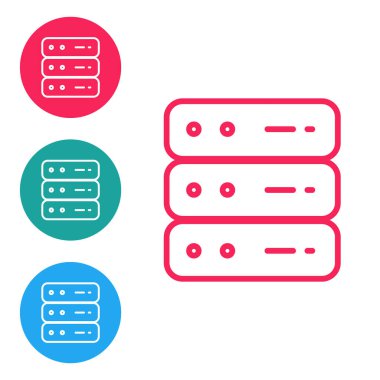Isometric Sunucu, Data, Web sunucu simgesi turuncu arkaplanda izole edildi. Gümüş kare düğme. Vektör.