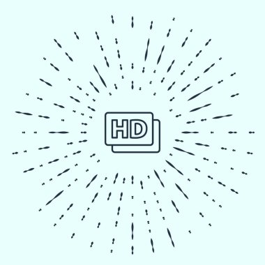 Gri arkaplanda siyah çizgi HD film, bant, çerçeve simgesi izole. Soyut çember rastgele noktalar. Vektör.