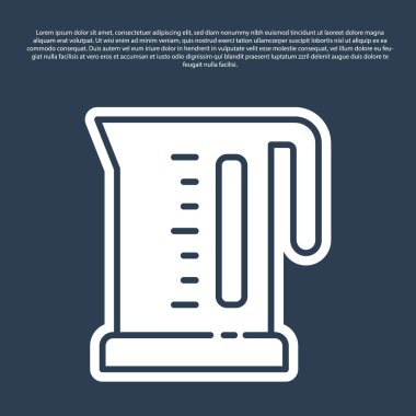 Mavi çizgi elektrikli su ısıtıcısı ikonu mavi arka planda izole edildi. Çaydanlık ikonu. Vektör.