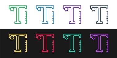 Metin simgesini siyah ve beyaz arkaplanda izole et. Vektör.