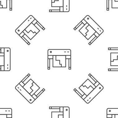 Gri çizgi çizici simgesi beyaz arkaplandaki kusursuz deseni izole etti. Büyük format çok fonksiyonlu yazıcı. Yalan makinesi, matbaa hizmeti. Vektör.