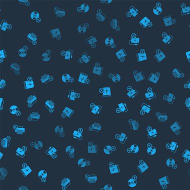 CD veya DVD disk servisini, Power Bank ve Printer 'ı pürüzsüz desen üzerine ayarla. Vektör.