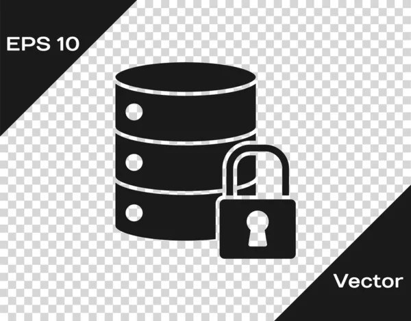 Seguridad Del Servidor Negro Con Icono Candado Cerrado Aislado Fondo — Vector de stock