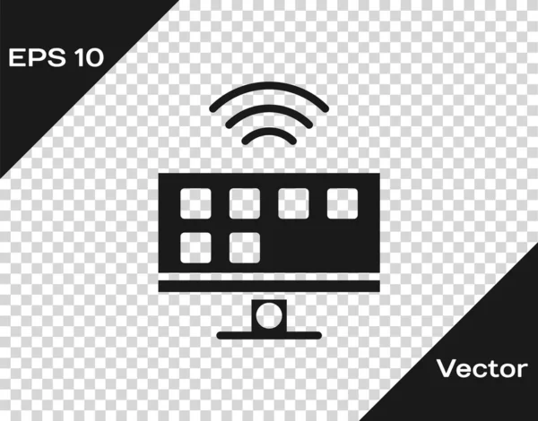 Ícone Sistema Inteligente Preto Isolado Fundo Transparente Sinal Televisão Internet — Vetor de Stock