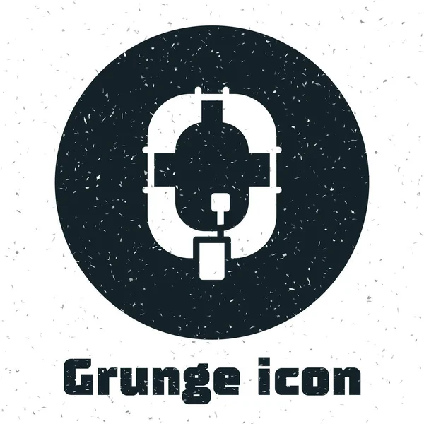 Grunge Φουσκωτό Εικονίδιο Σκάφους Που Απομονώνεται Λευκό Φόντο Πλοίο Σχεδία — Διανυσματικό Αρχείο