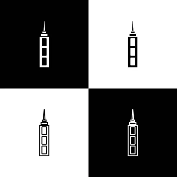 Set Icono Rascacielos Aislado Sobre Fondo Blanco Negro Arquitectura Metrópolis — Vector de stock