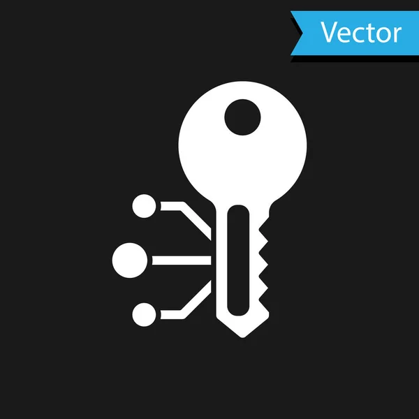 Witte Cryptogeld Sleutel Pictogram Geïsoleerd Zwarte Achtergrond Concept Van Cyber — Stockvector