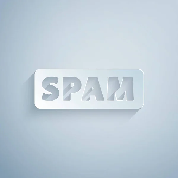 Spam Icon Aus Papier Isoliert Auf Grauem Hintergrund Papierkunst Vektor — Stockvektor