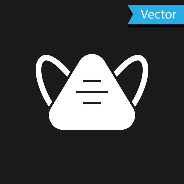 Icono Máscara Protectora Médica Blanca Aislada Sobre Fondo Negro Vector — Vector de stock