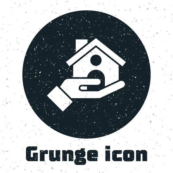 Icône Grunge House Assurance Isolé Sur Fond Blanc Sécurité Sûreté — Image vectorielle