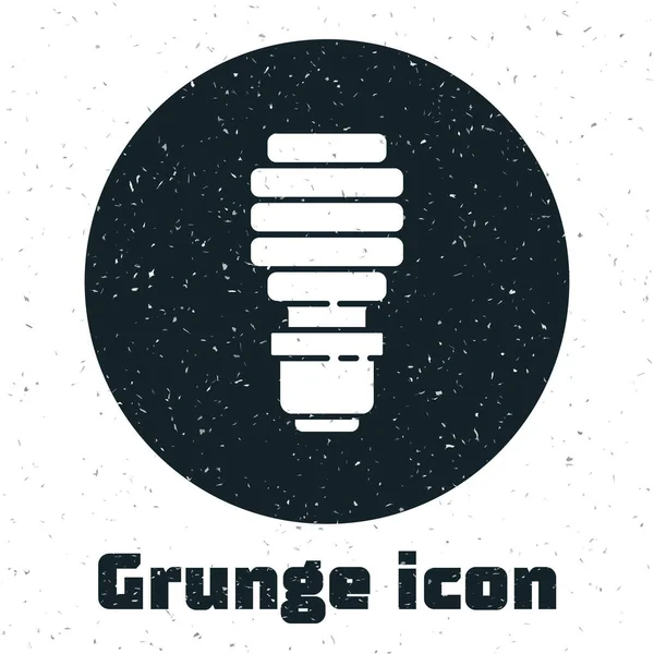 Grunge Led Lamp Icoon Geïsoleerd Witte Achtergrond Zuinige Led Verlichte — Stockvector