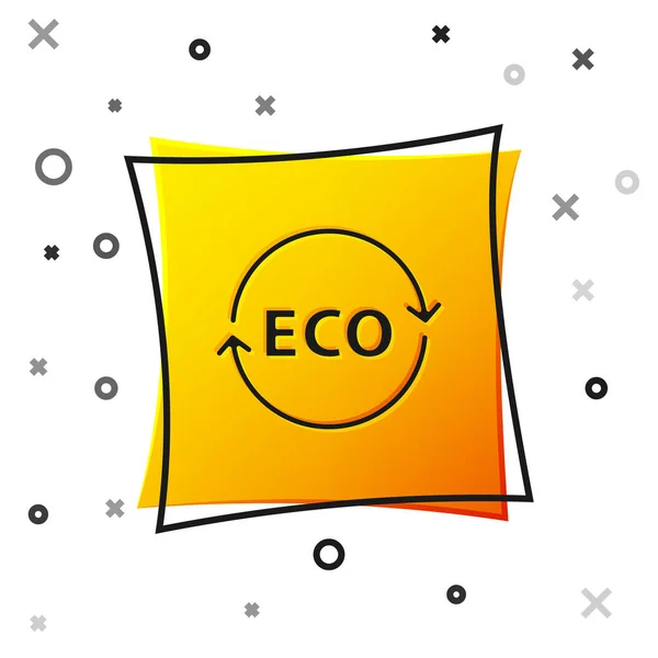 Black Banner Label Tag Logo Eco Green Healthy Food Icon — Stock Vector