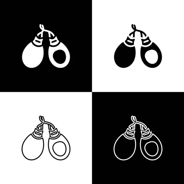 Set Musical Instrument Castanets Icon Isolated Black White Background Vector — Stock Vector