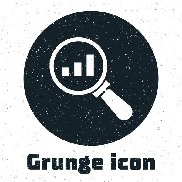 Grunge Μεγεθυντικό Γυαλί Και Εικονίδιο Ανάλυσης Δεδομένων Που Απομονώνονται Λευκό — Διανυσματικό Αρχείο